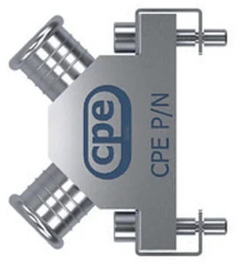 Backshell rettangolare CPE serie CMH in configurazione dual 45°, vista in prospettiva