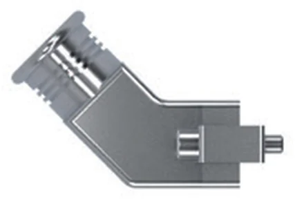 Backshell rettangolare CPE serie CMH in configurazione elliptical 45° entry, vista in prospettiva