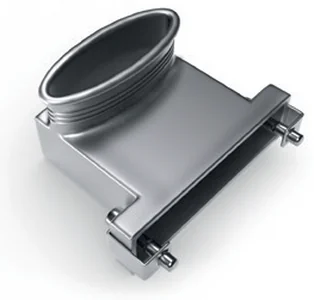 Backshell rettangolare CPE serie CMH in configurazione elliptical side entry, vista in prospettiva