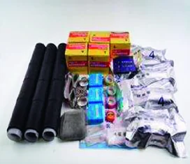 Kit di terminazione cold shrink CPE serie CSH con tubi neri e nastri colorati